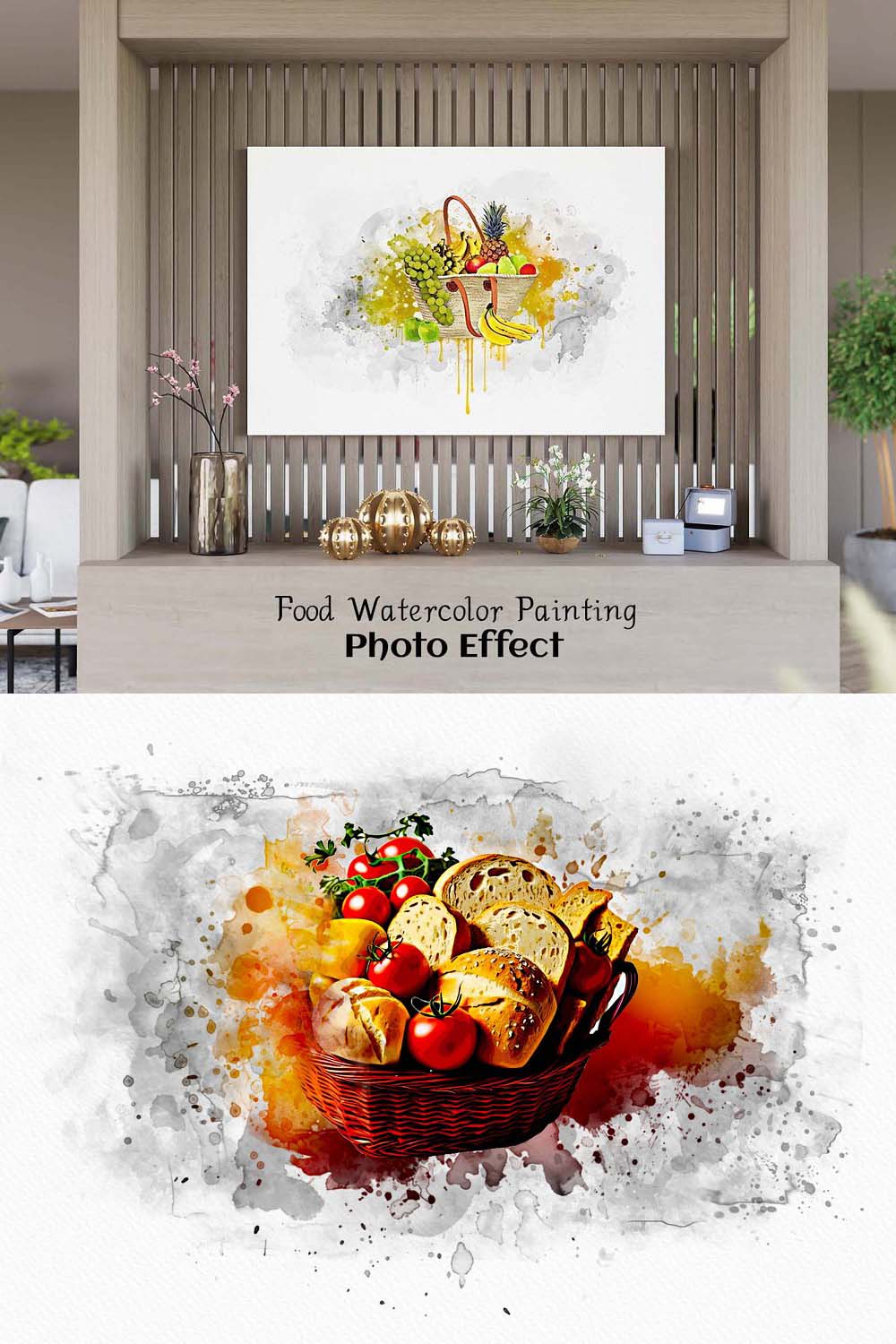 Food Watercolor Painting Effect pinterest preview image.