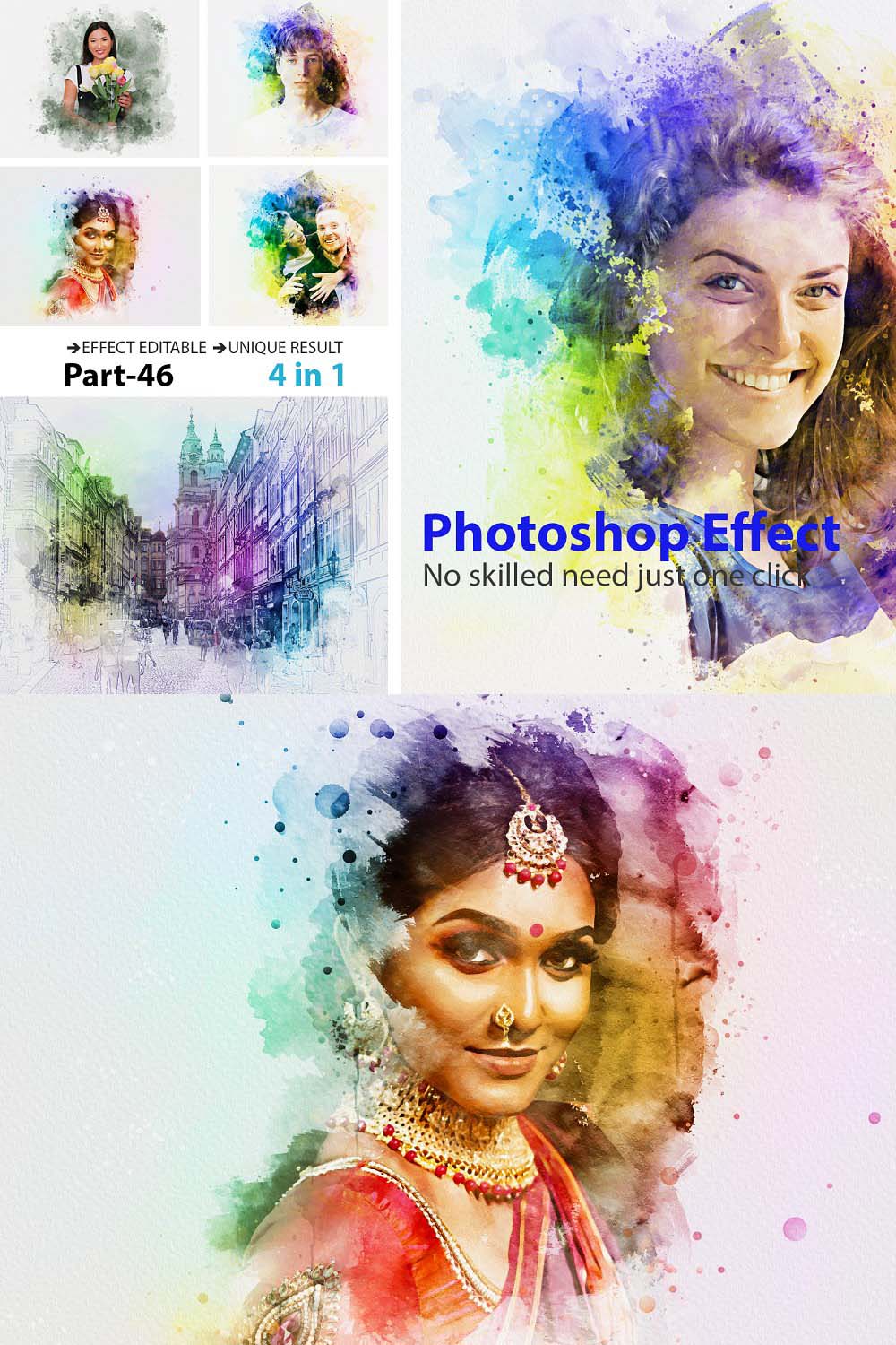 Awesome Watercolor Painting Effect pinterest preview image.