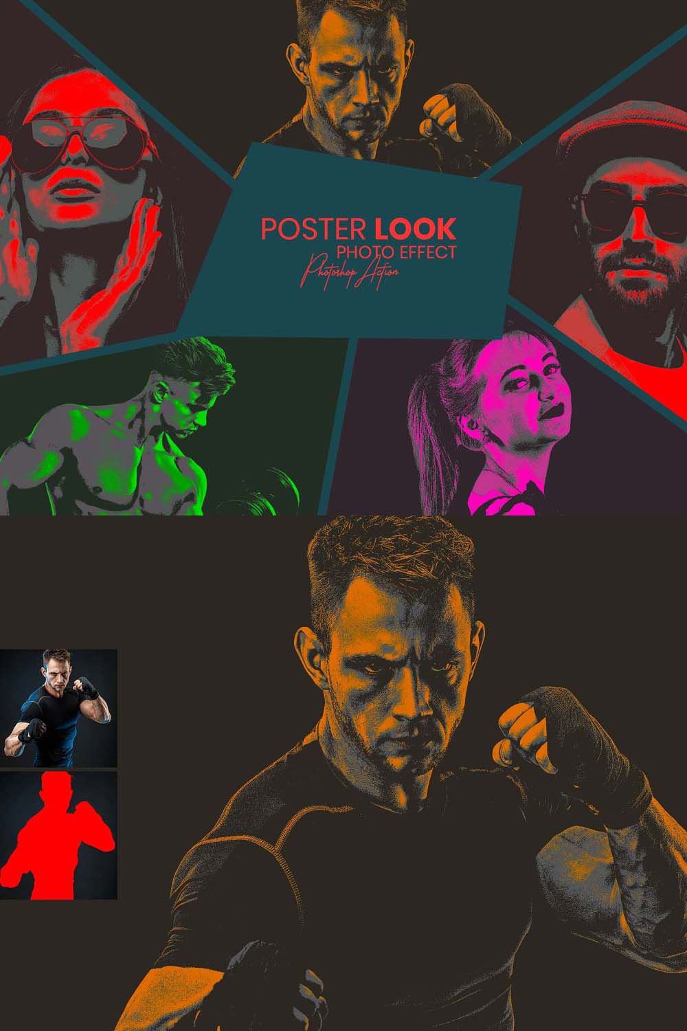 Poster Look Photoshop Actions pinterest preview image.