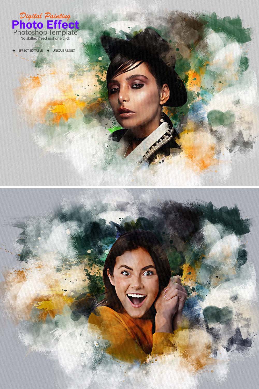 Watercolor Portrait Effect pinterest preview image.