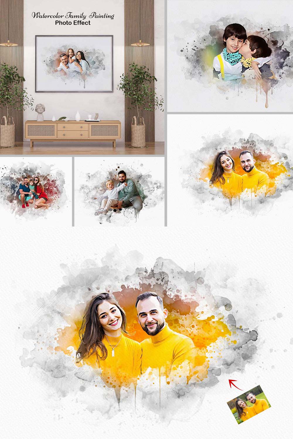 Watercolor Family Painting Effect pinterest preview image.