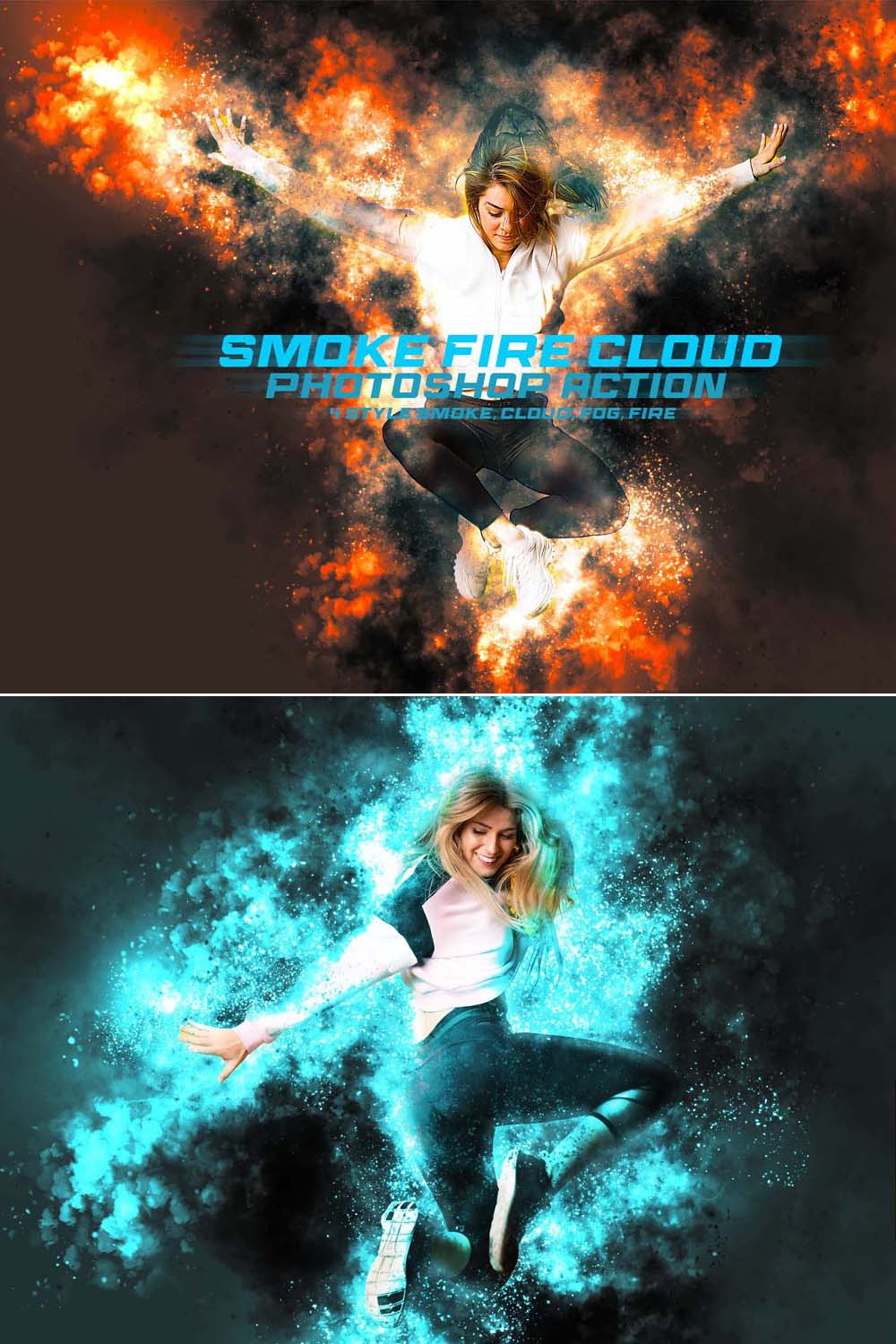 Smoke Fire Cloud Photoshop Action pinterest preview image.