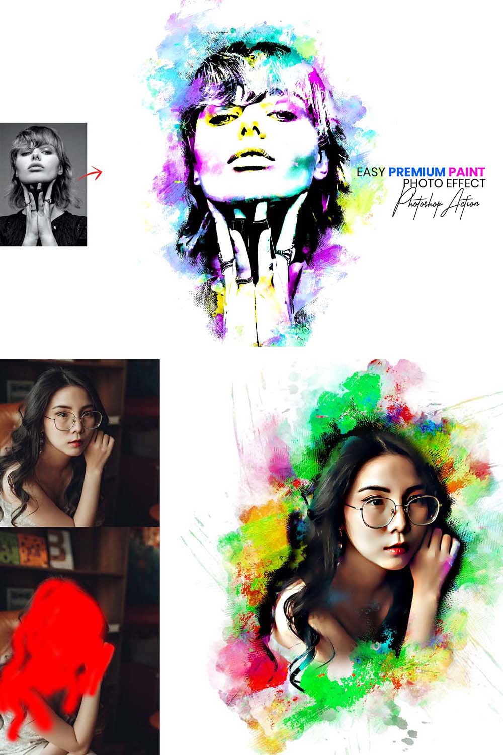 Premium Paint Photoshop Actions pinterest preview image.