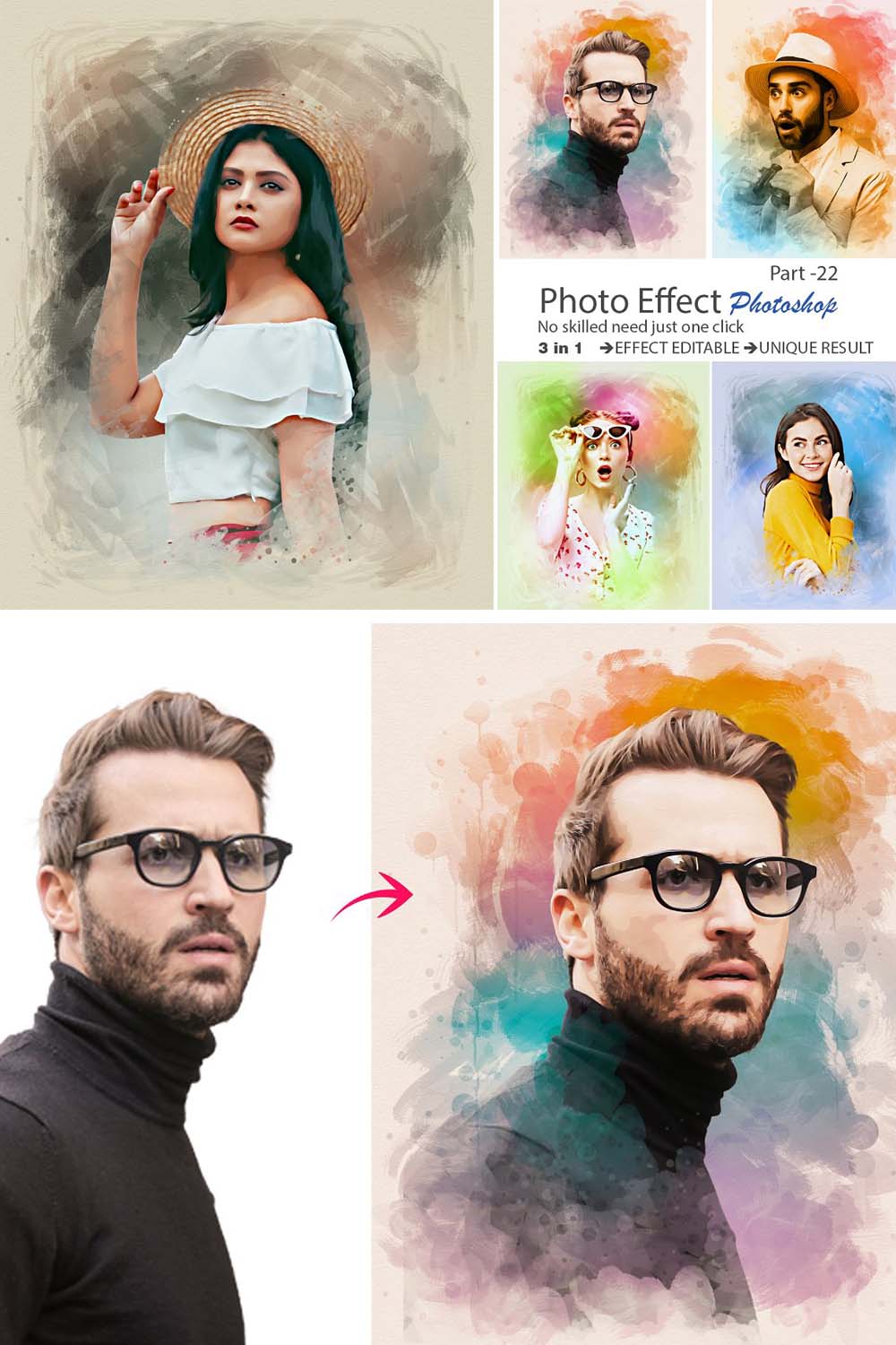 Portrait Photo Painting Template pinterest preview image.