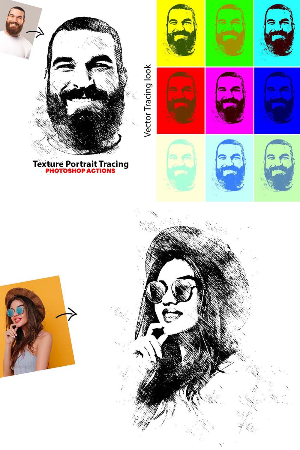 Texture Portrait Tracing Plugin pinterest preview image.