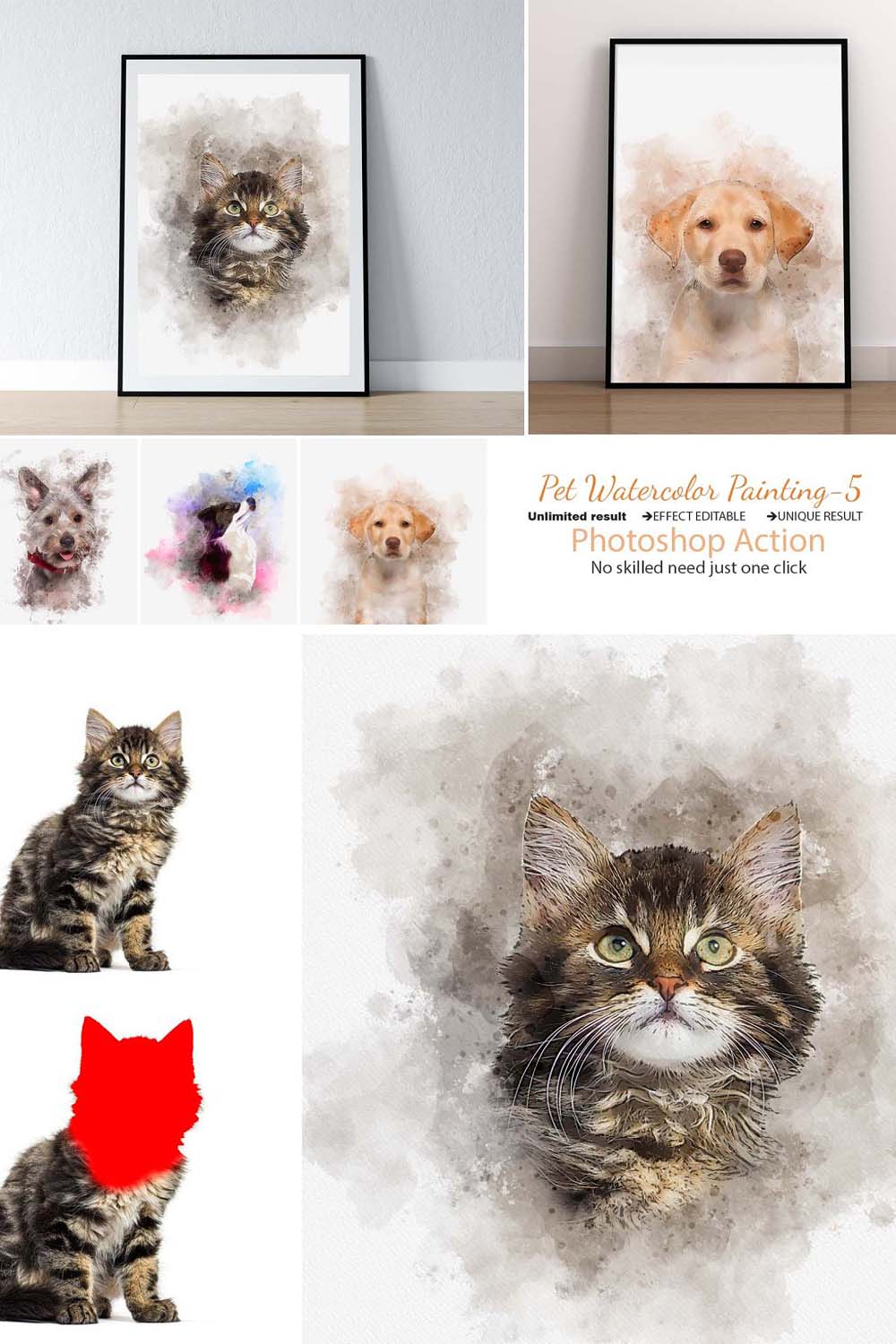 Easy Pet Watercolor Painting Effect pinterest preview image.