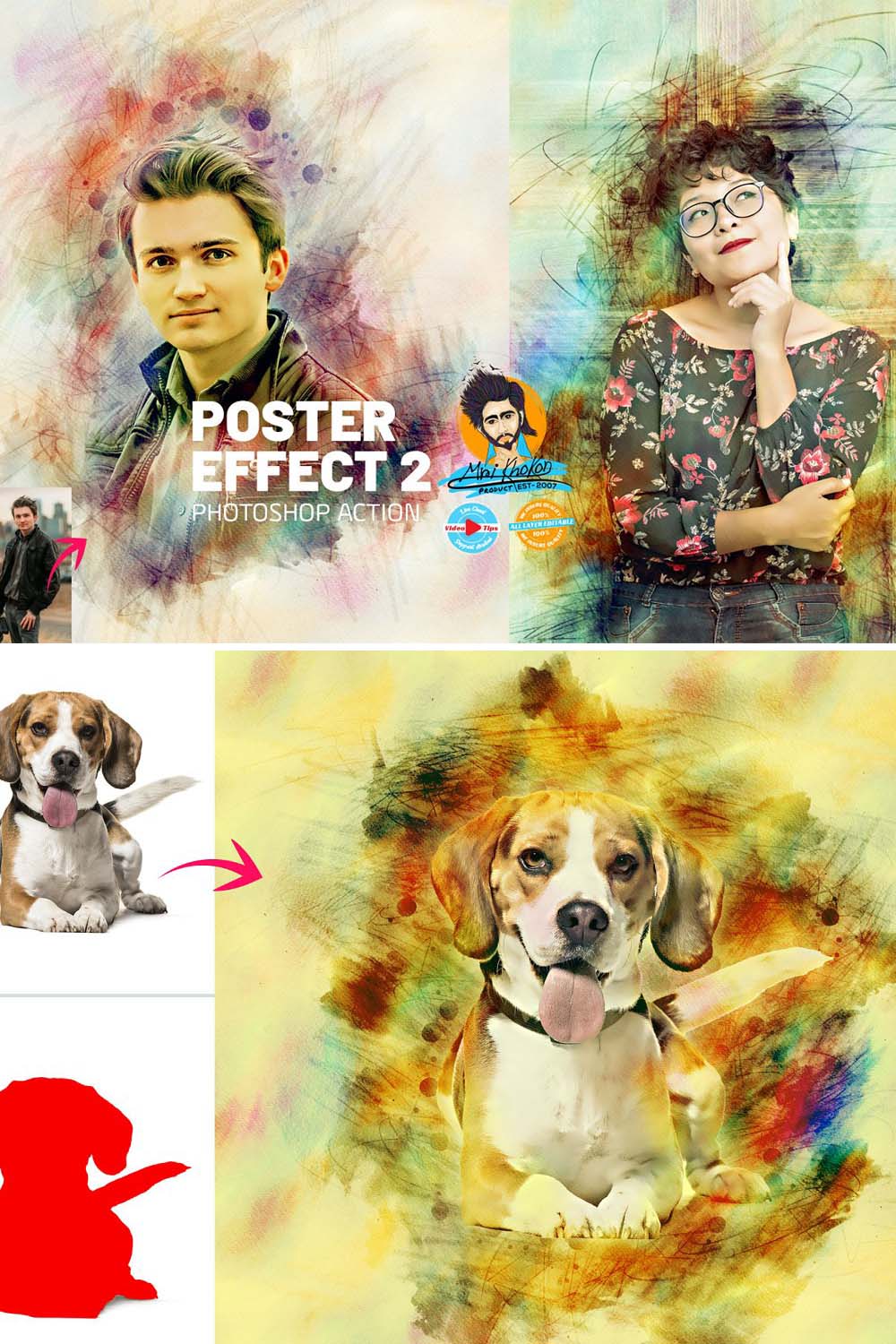 Photoshop Poster Effect pinterest preview image.