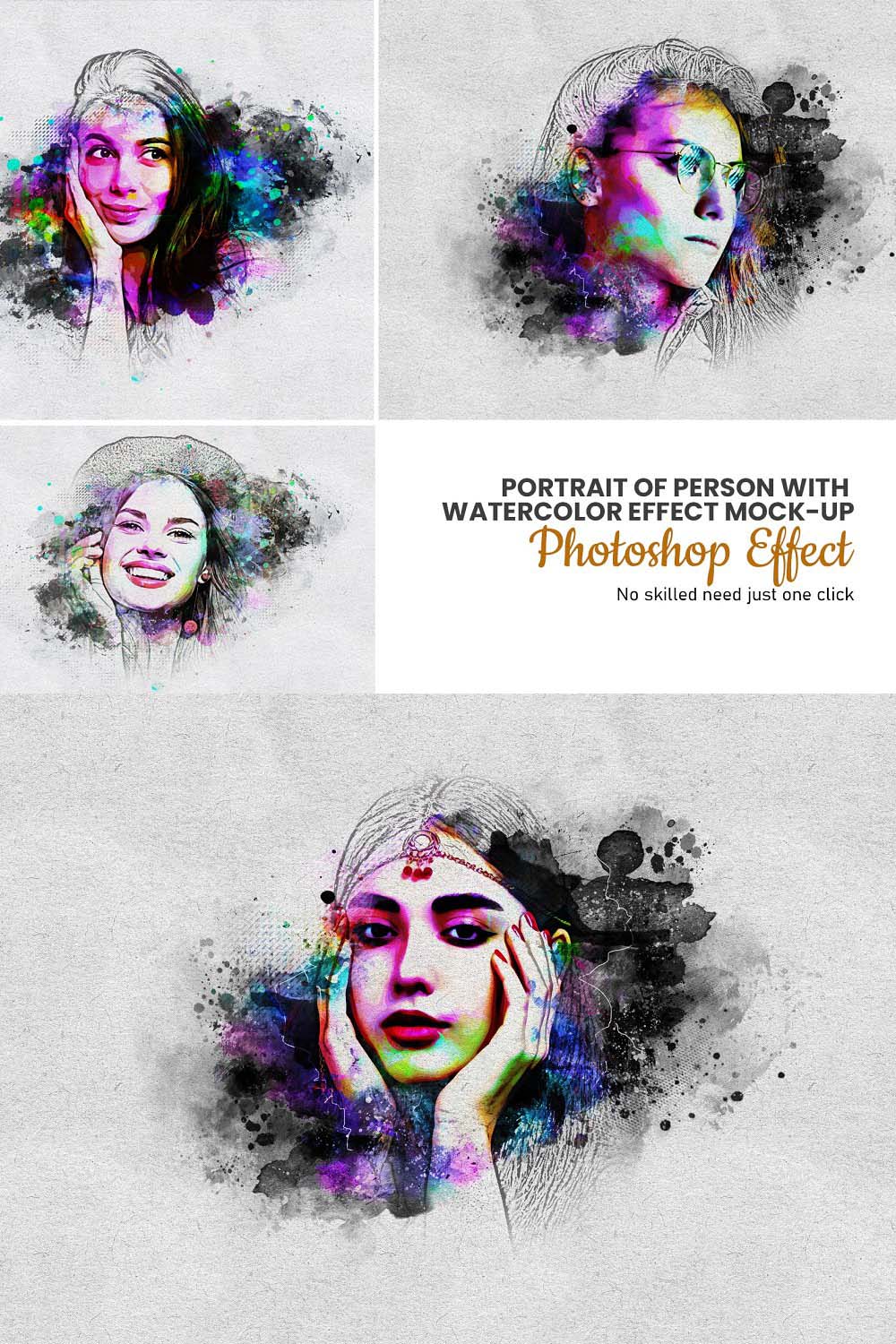 Portrait of person watercolor effect pinterest preview image.