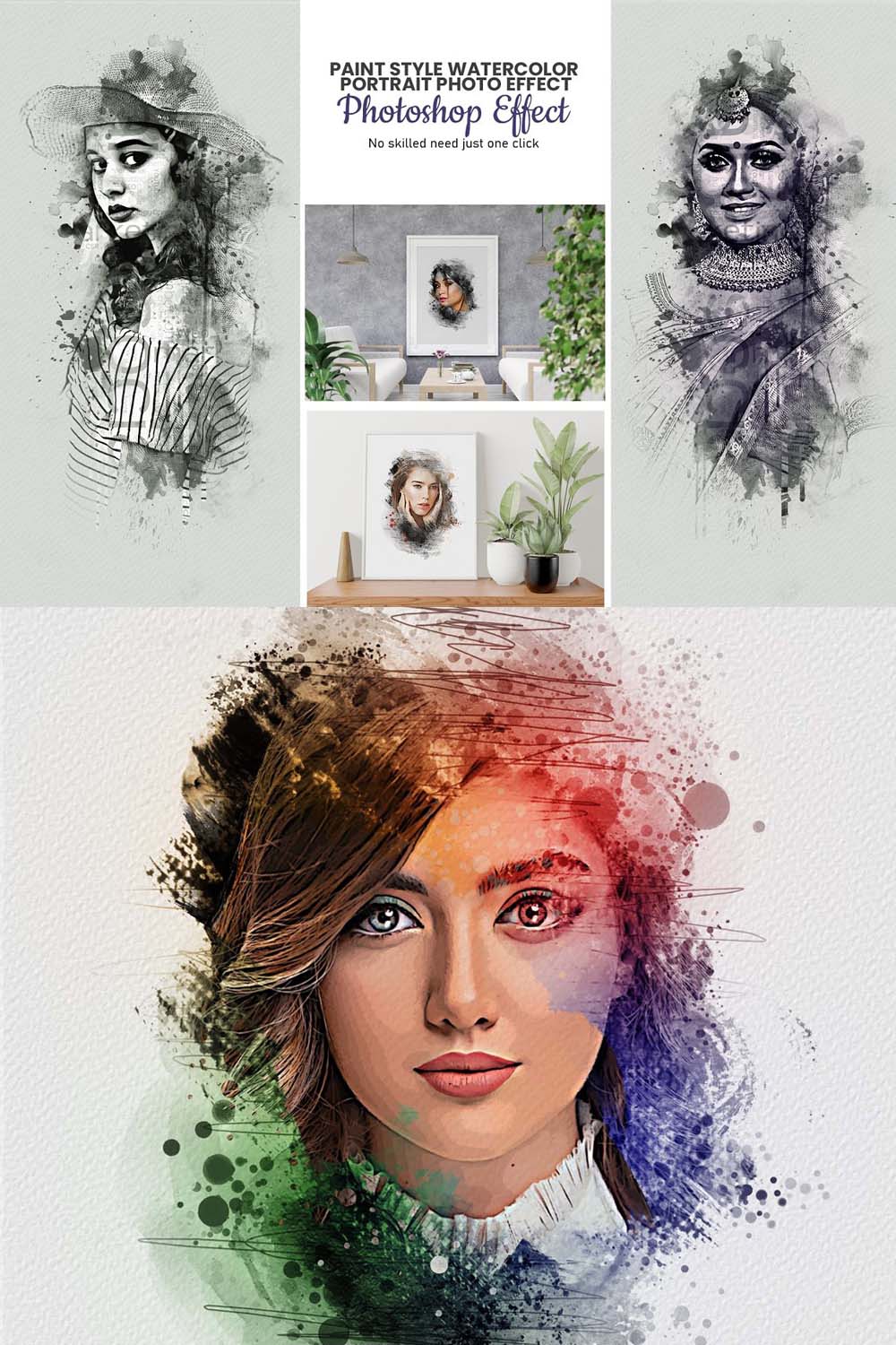 Watercolor Paint Style Photo Effect pinterest preview image.