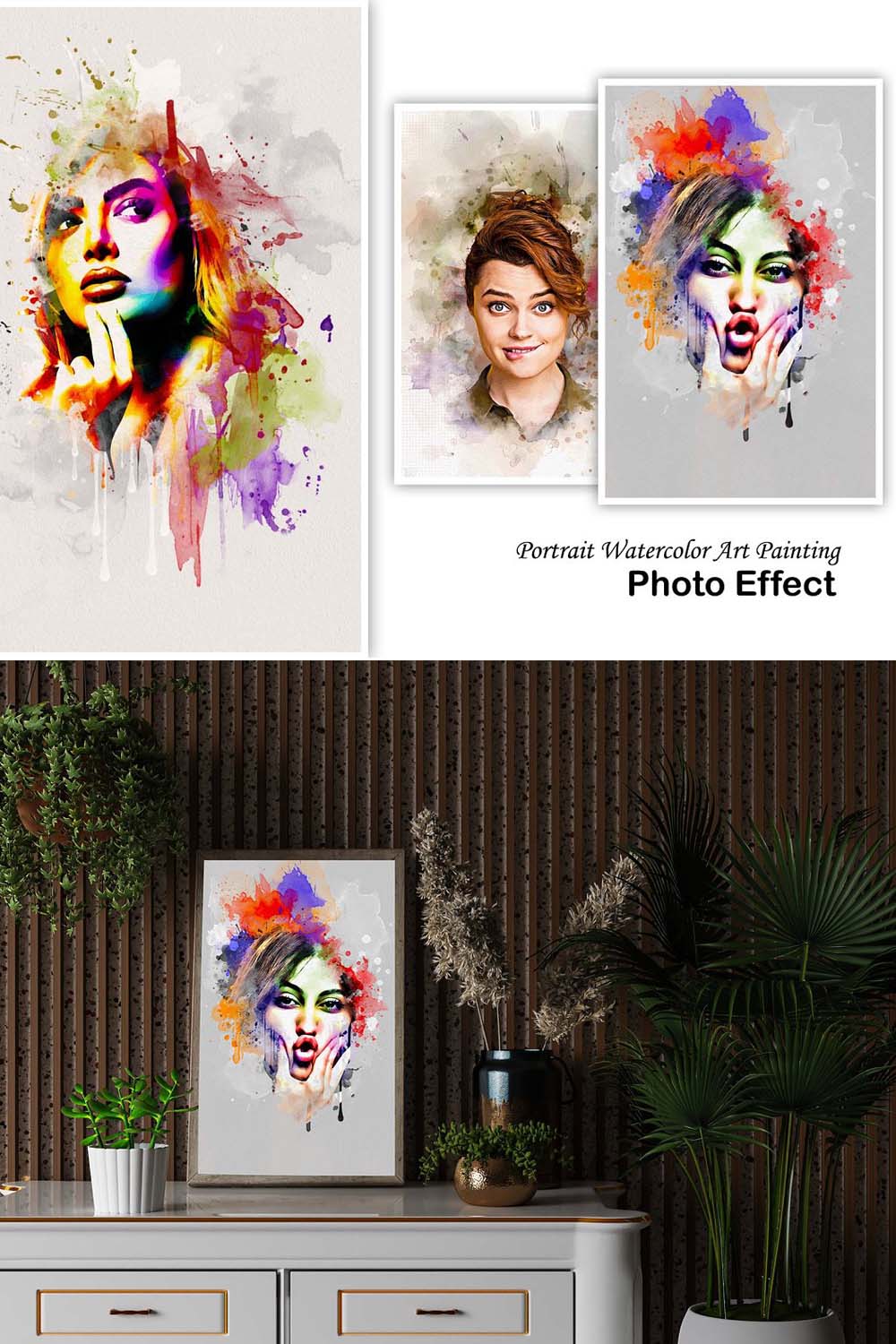 Portrait Watercolor Art Painting pinterest preview image.