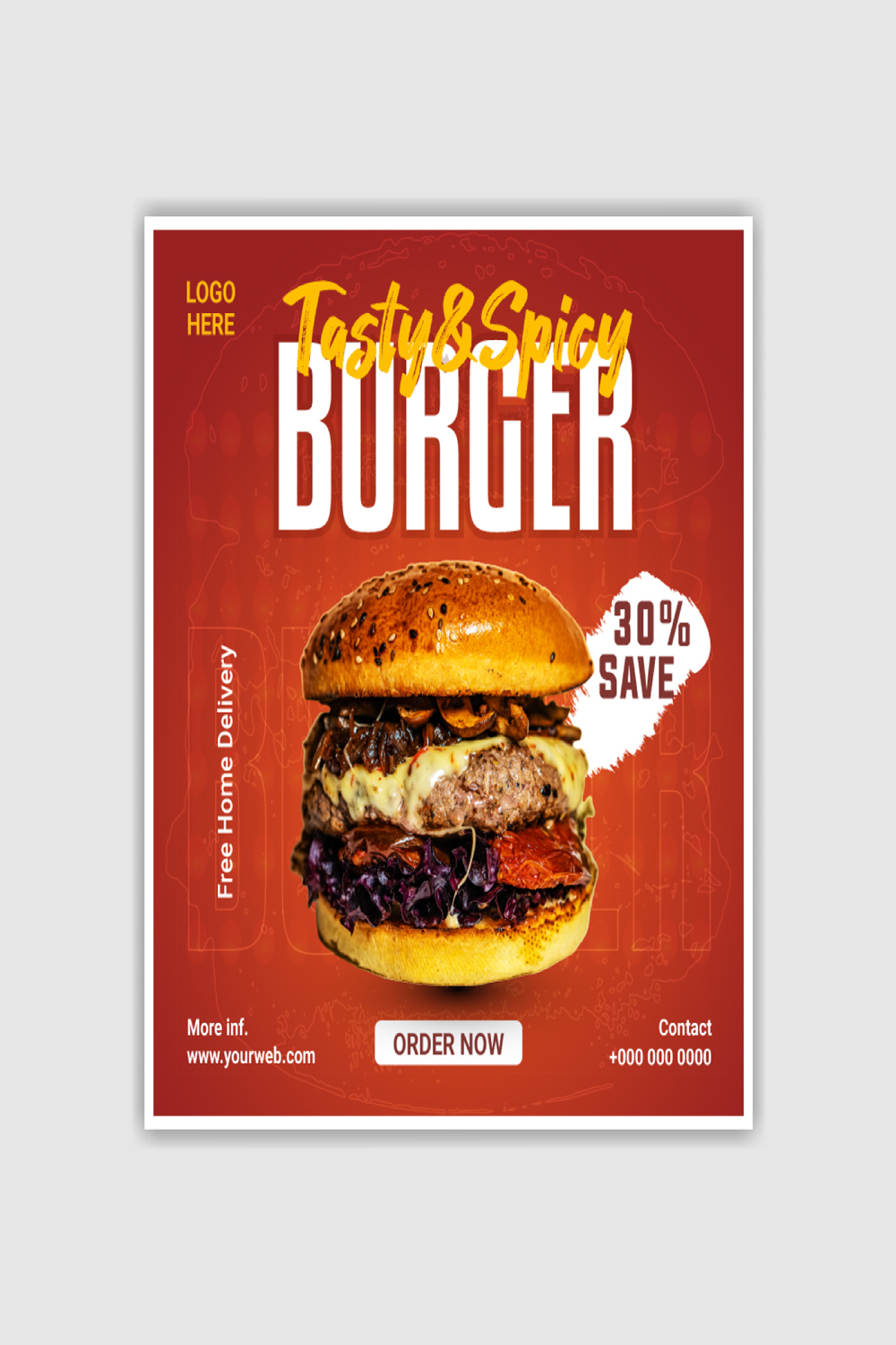 2 Burger social media post template pinterest preview image.
