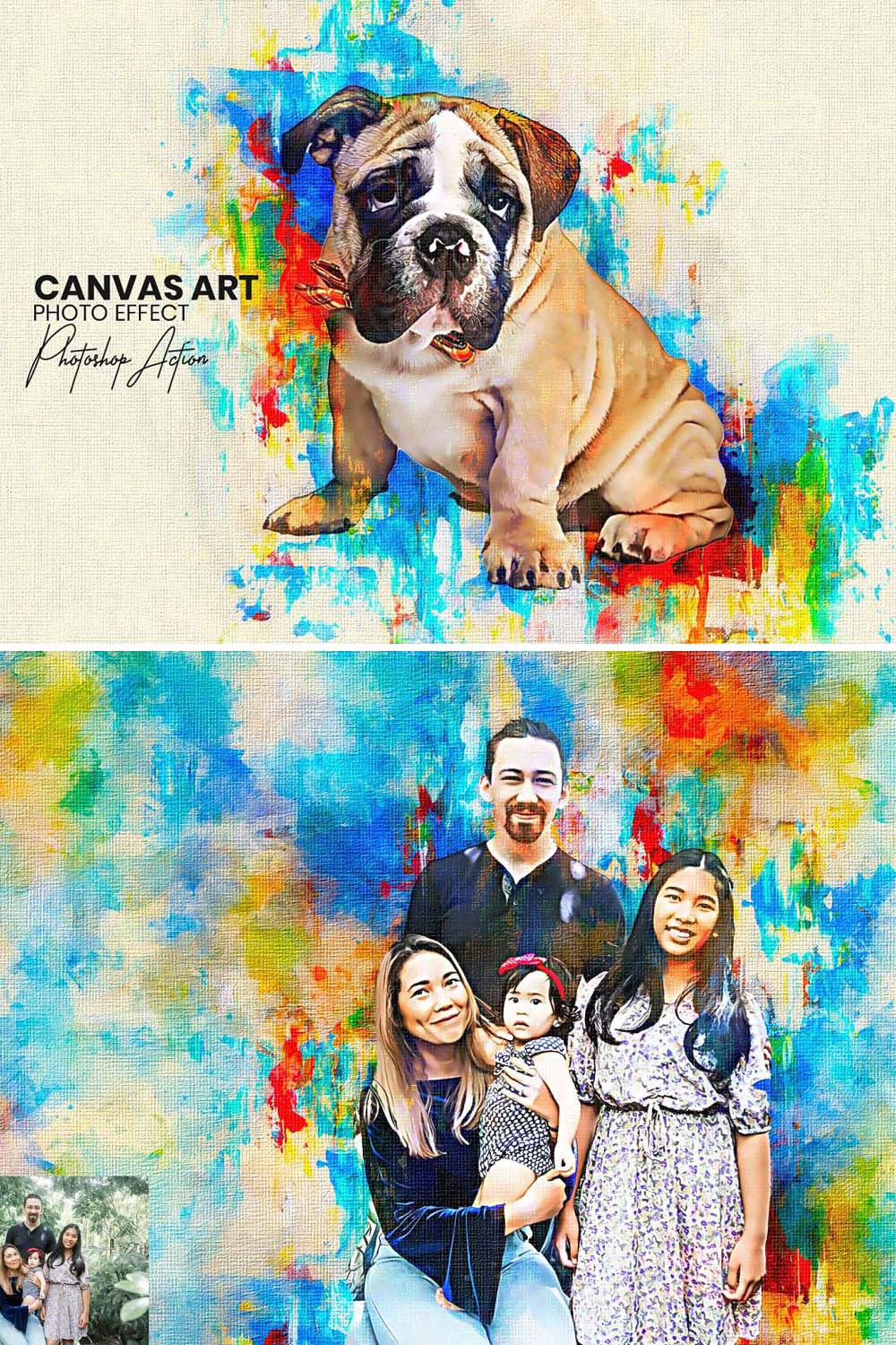 Canvas Art Photoshop Action pinterest preview image.