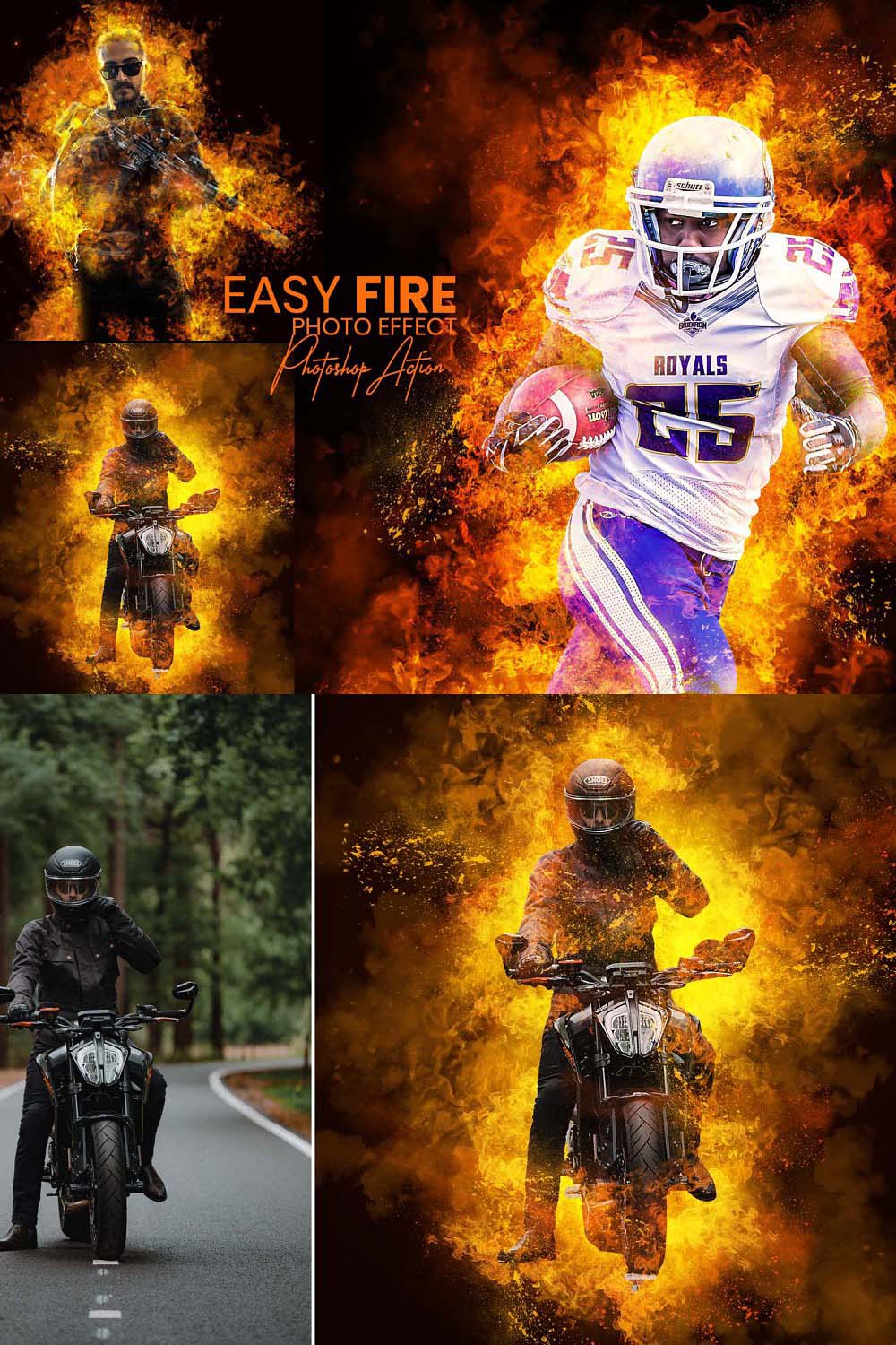 Fire Photo Effect Photoshop Actions pinterest preview image.