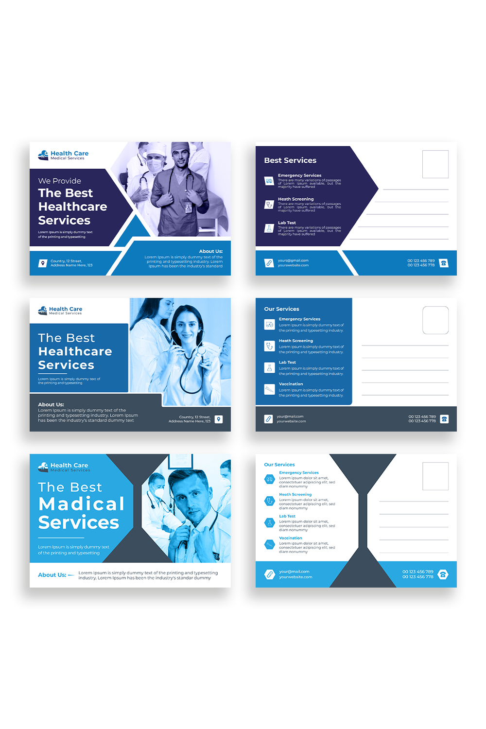 Medical and healthcare postcard designs pinterest preview image.
