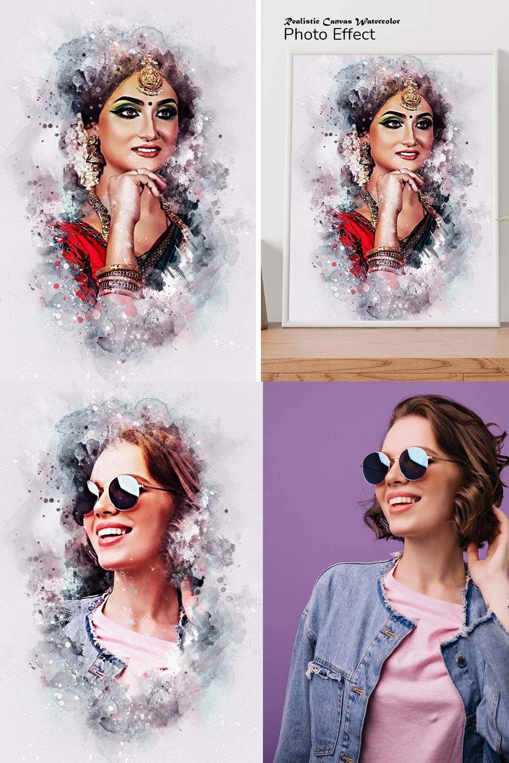 Realistic Canvas Watercolor Effect pinterest preview image.