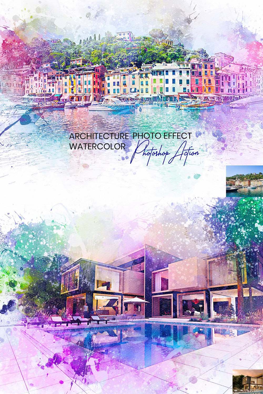 Architecture Watercolor Drawing pinterest preview image.