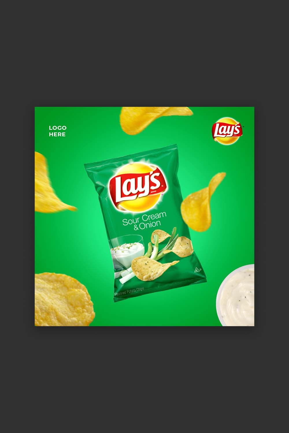 Lays Chips Social media Ad Design / Post Design Instragram / Facebook Post Template pinterest preview image.