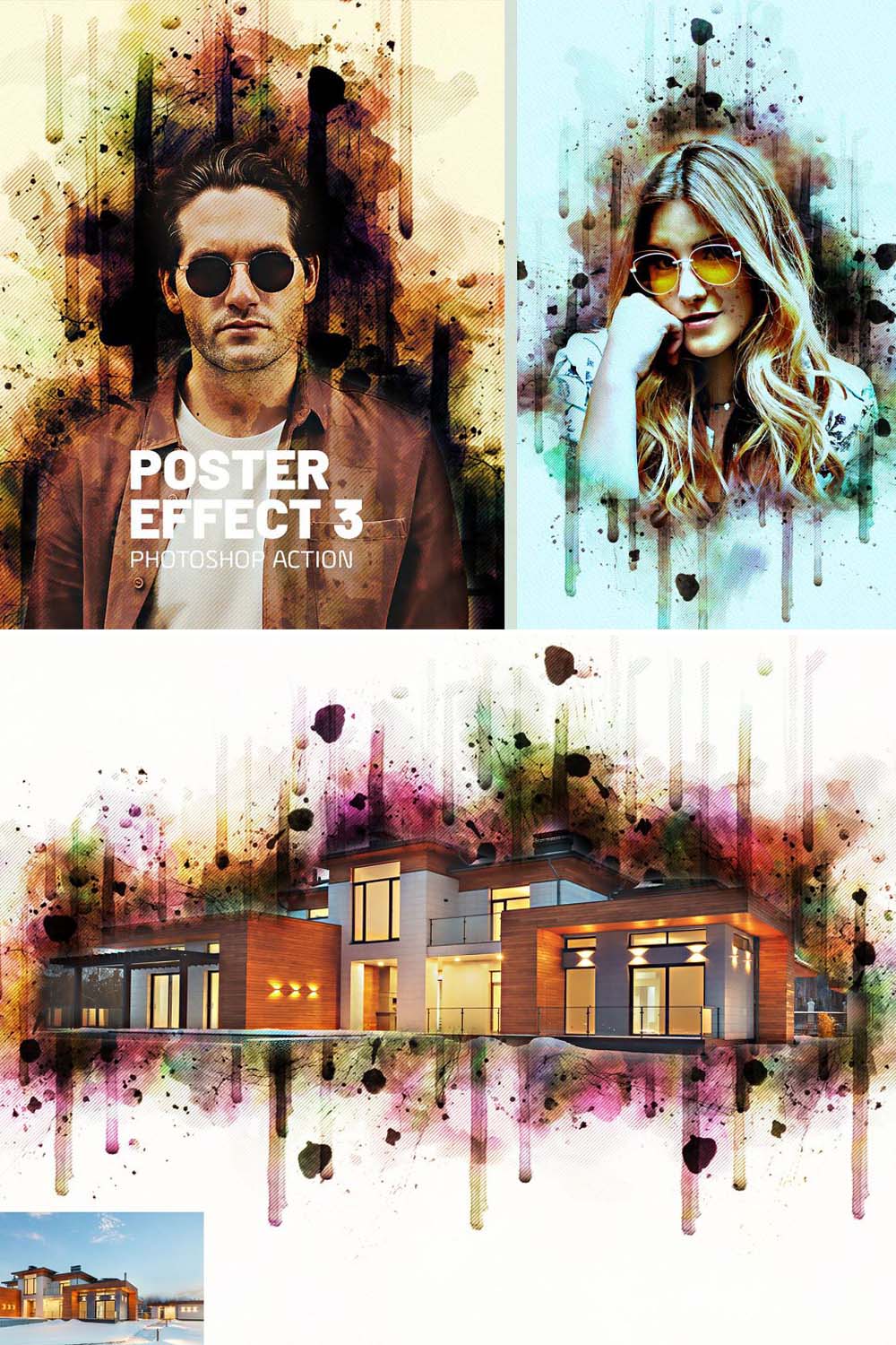 Poster Effect Photoshop Actions pinterest preview image.