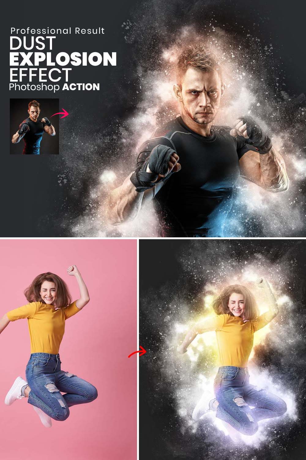 Easy Dust Explosion Photo Effect pinterest preview image.