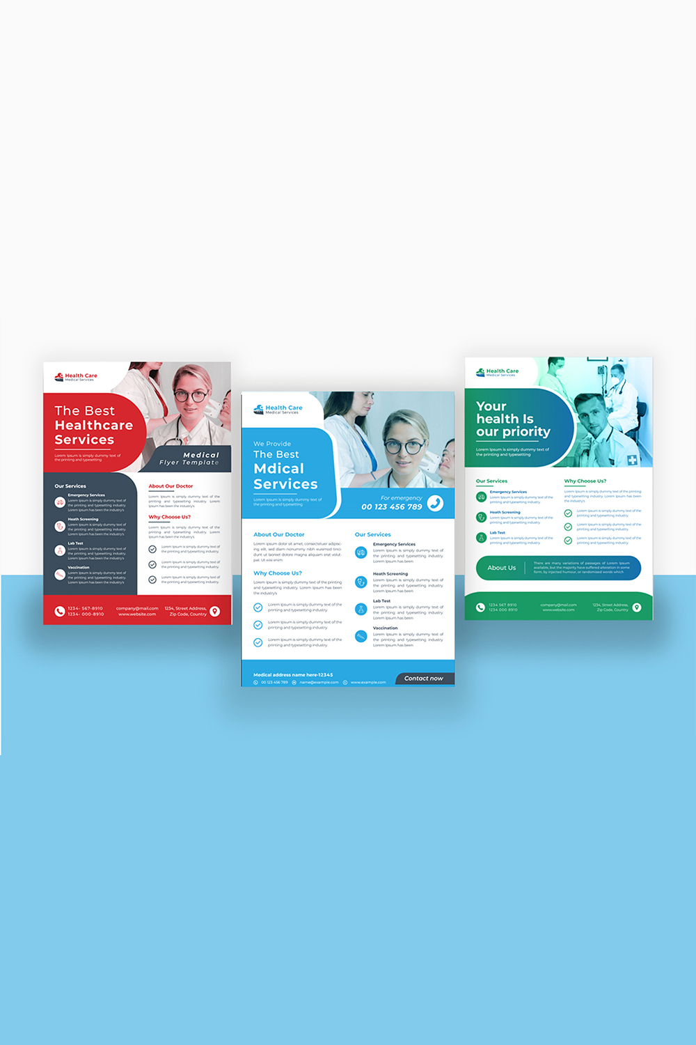 Medical Flyer Template pinterest preview image.