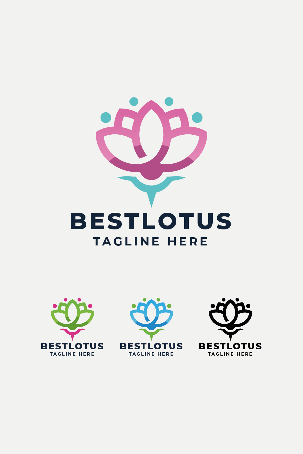 Lotus Flower Logo pinterest preview image.