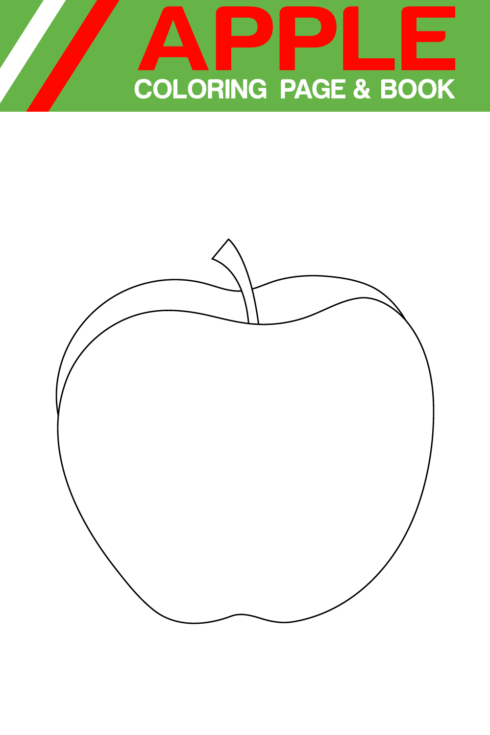 Apple Coloring Page for Kids pinterest preview image.