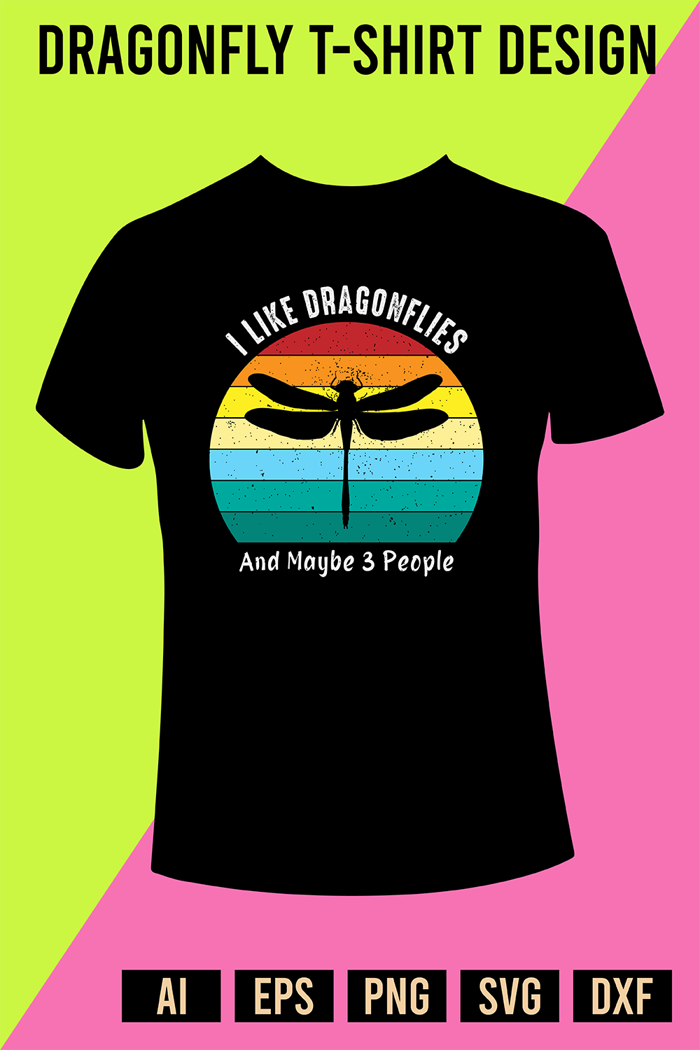 Dragonfly T-Shirt Design pinterest preview image.