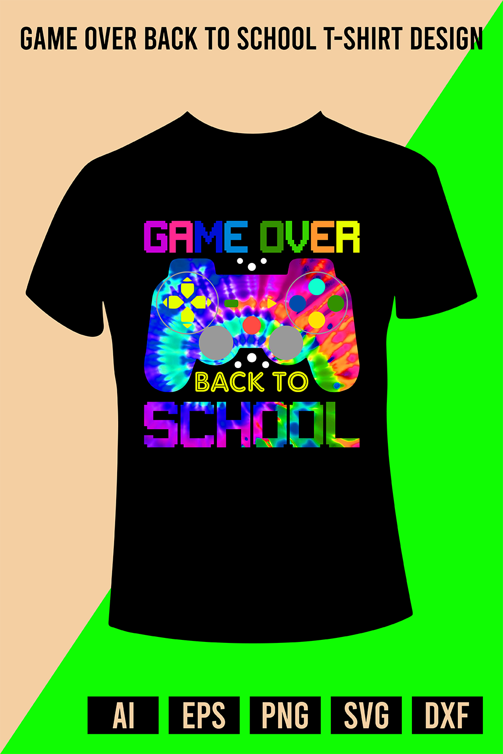 Game Over Back To School T-Shirt Design pinterest preview image.