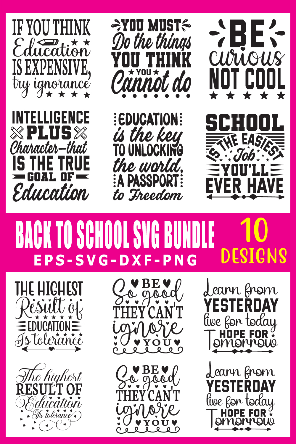 back to school svg bundle pinterest preview image.