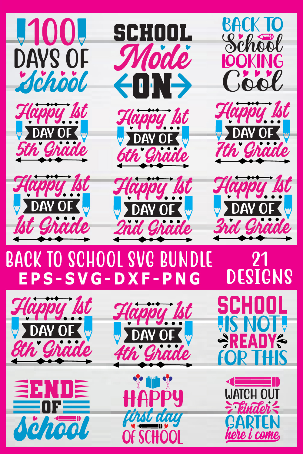 back to school svg bundle pinterest preview image.