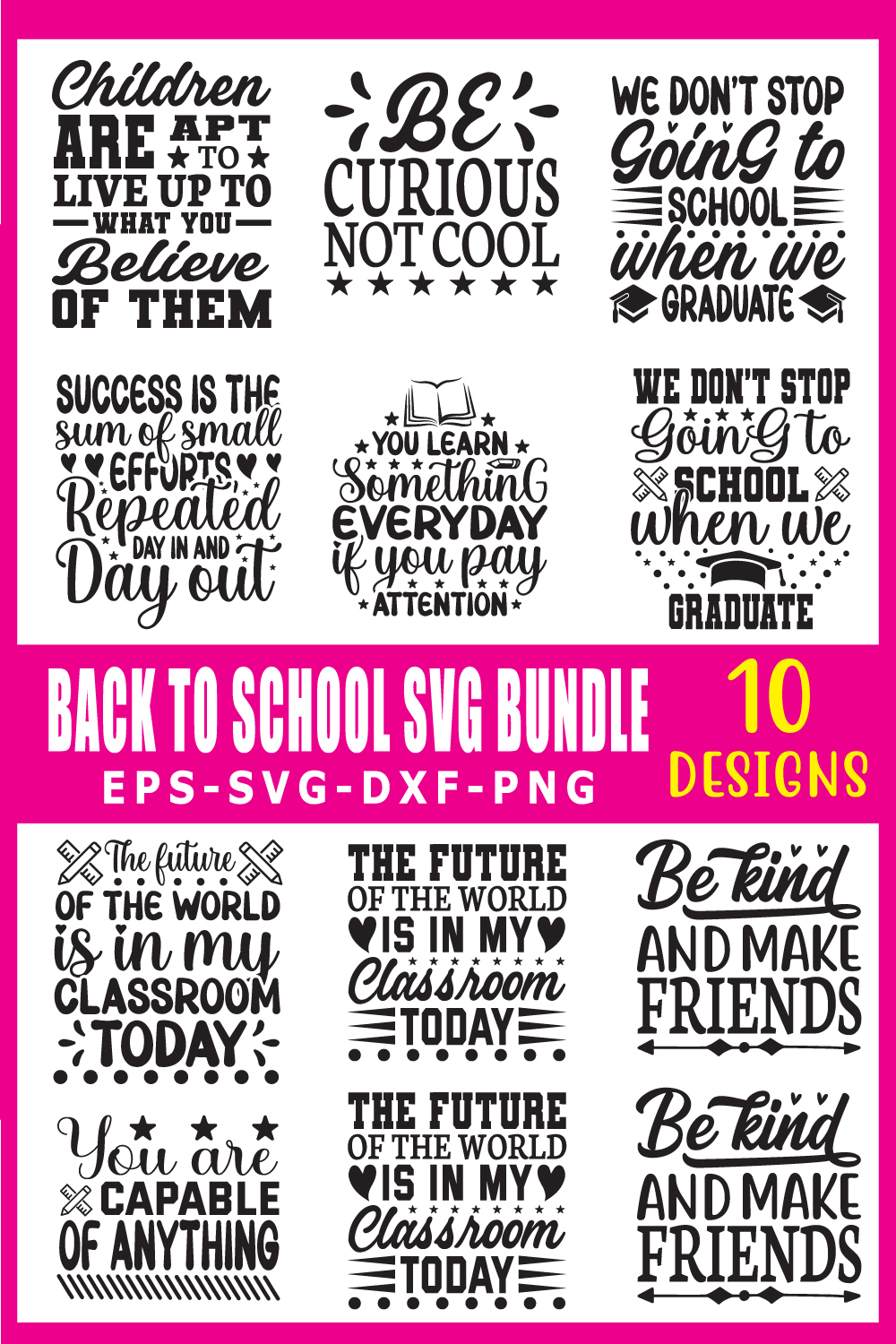 back to school svg bundle pinterest preview image.