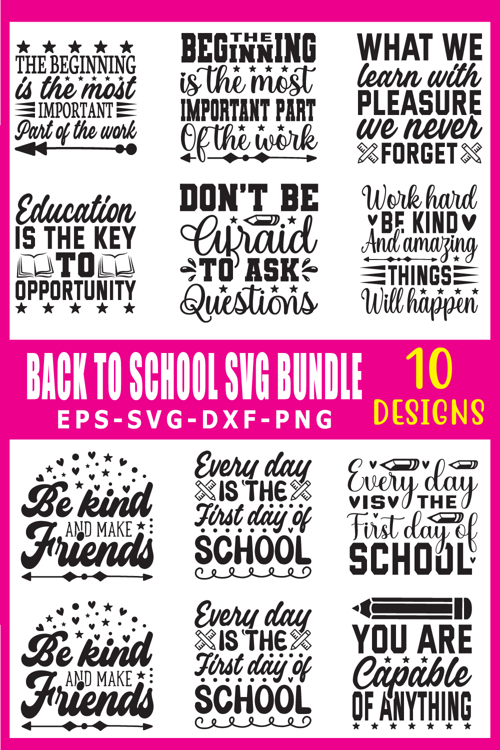 back to school svg bundle pinterest preview image.