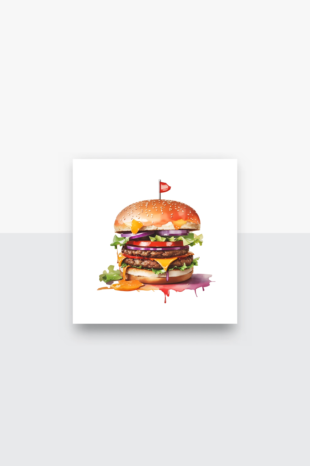 Watercolor burger vintage clipart png pinterest preview image.