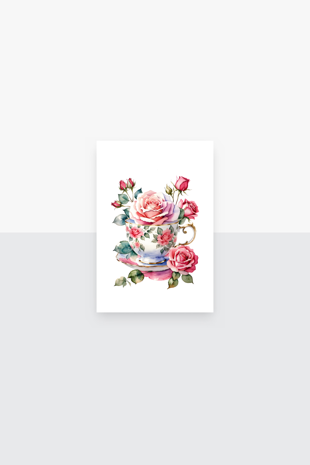 12 Watercolor Rose Vintage Red Teacup Clipart pinterest preview image.