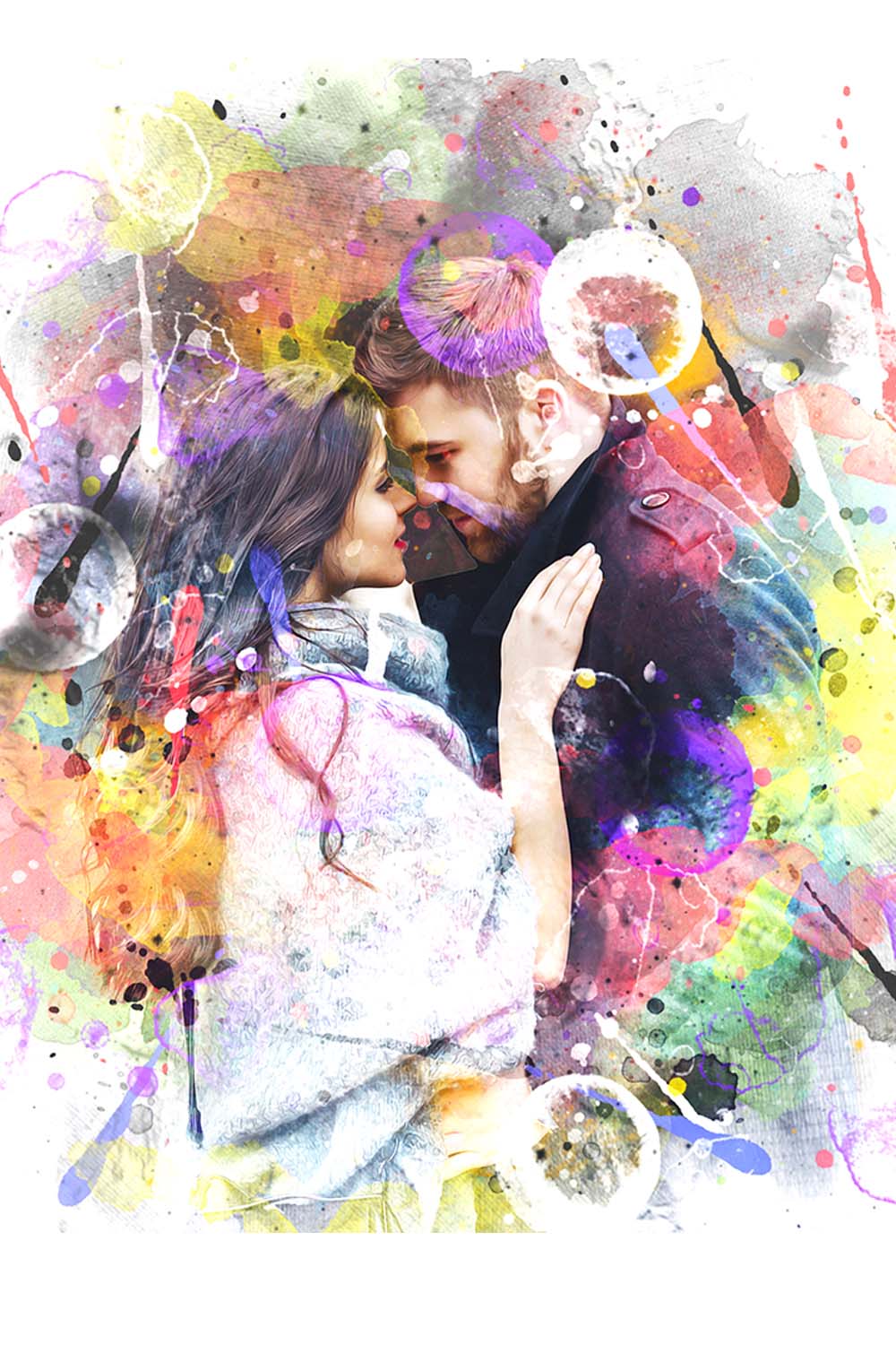 Couples Painting Photoshop Action pinterest preview image.