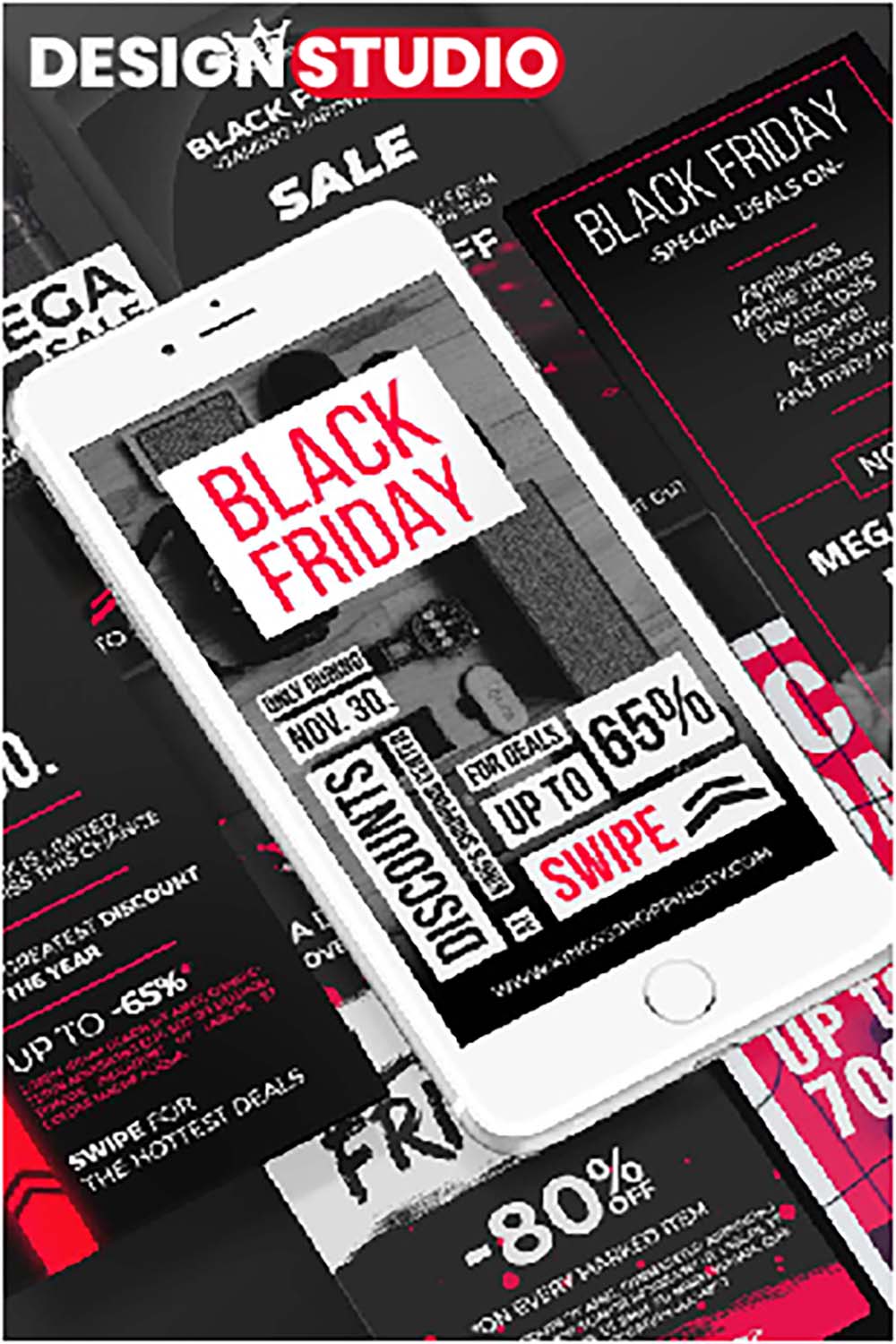 Black Friday Instagram Post Bundle Template pinterest preview image.