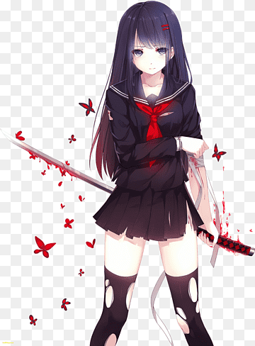 png transparent anime drawing manga anime girl cg artwork black hair cartoon thumbnail 988