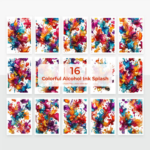 Abstract Colorful splash and stain textures cover image.