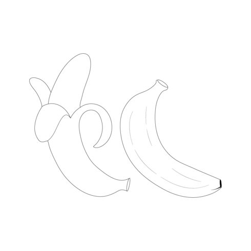 Fruit Coloring Page Banana hand Drawn Line Art cover image.