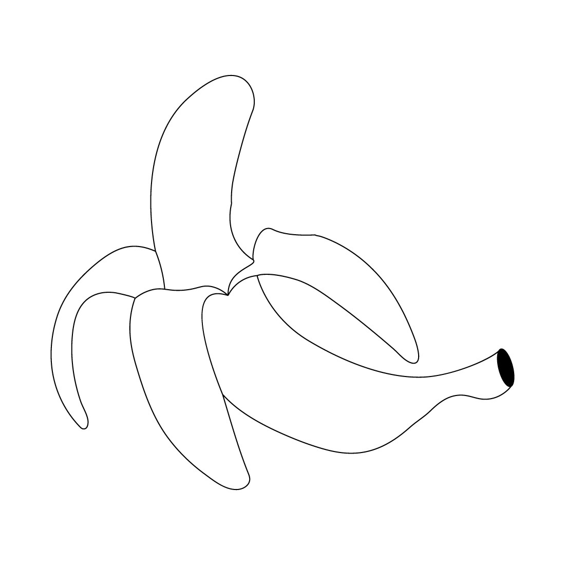 Banana Fruits Coloring Page Vector Line Art illustration preview image.