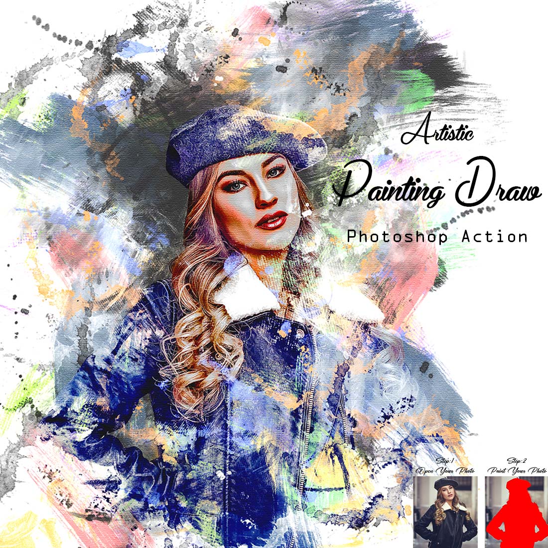Artistic Painting Draw Photoshop Action cover image.