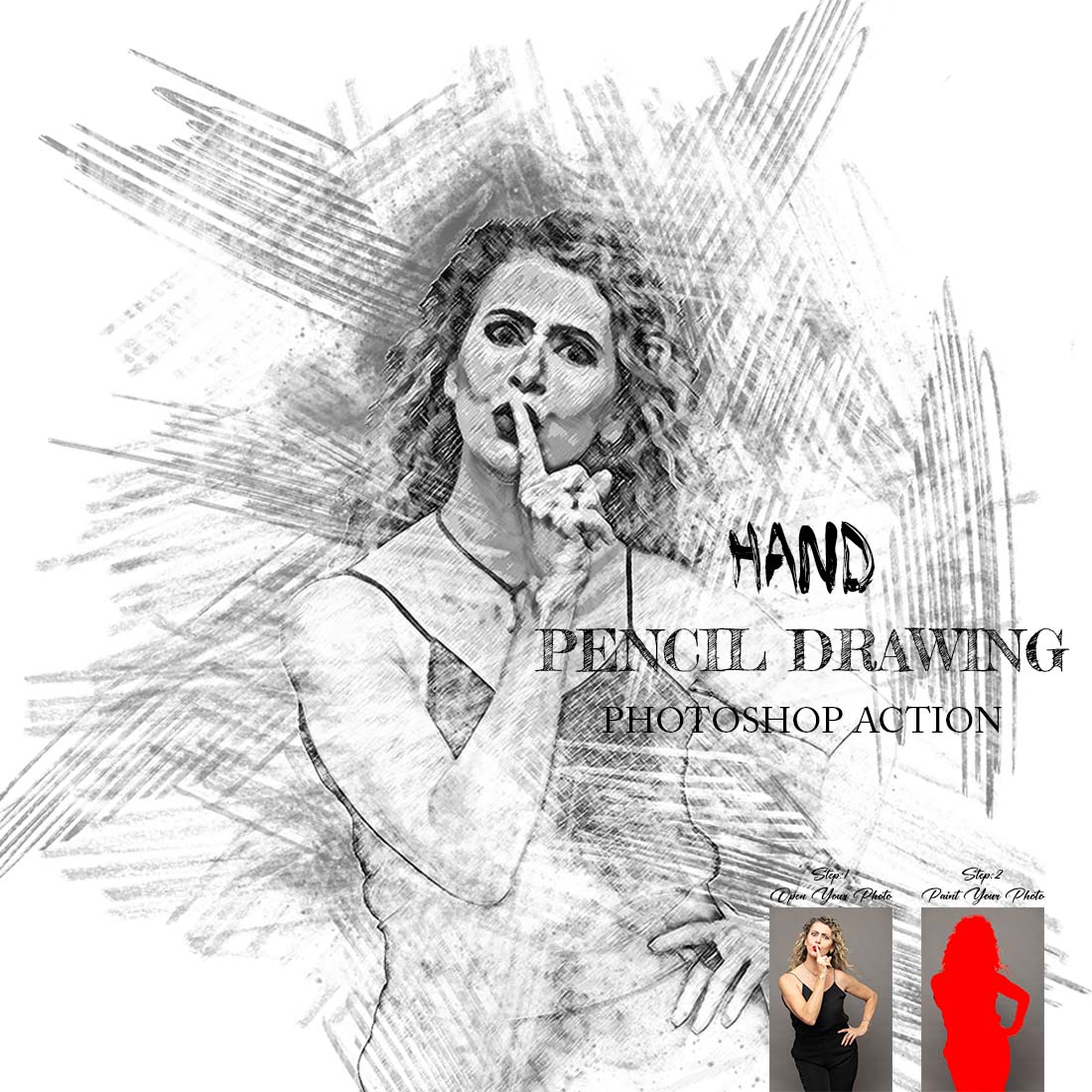 Hand Pencil Drawing Photoshop Action cover image.