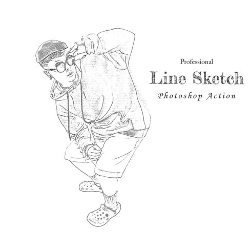 Professional Line Sketch Photoshop Action cover image.