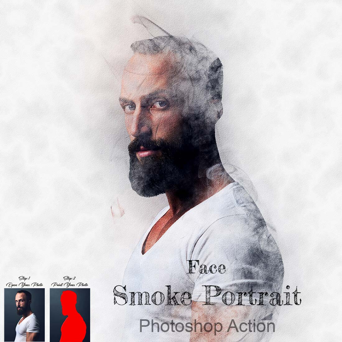 Face Smoke Portrait Photoshop Action cover image.