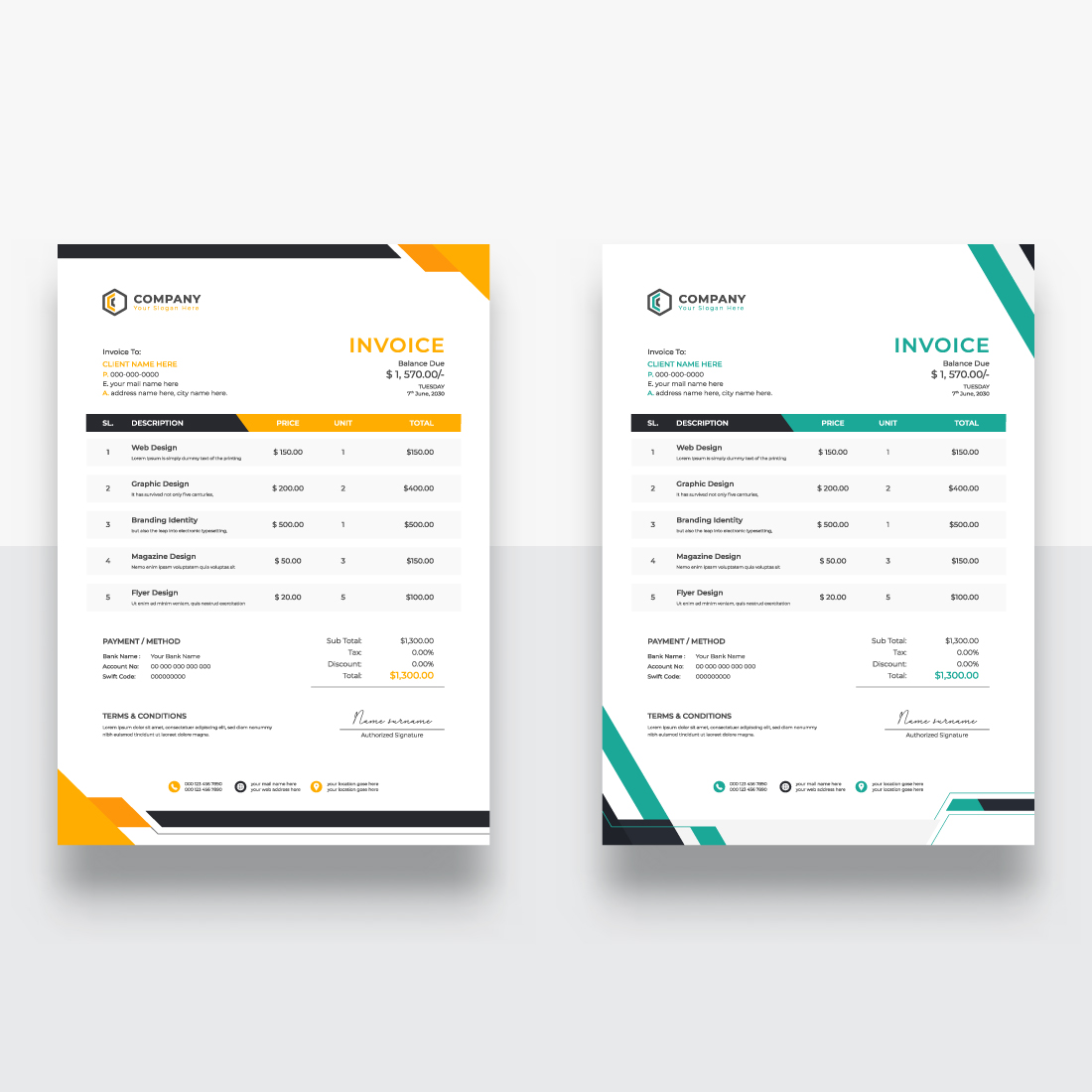 Unique abstract style business invoice Bundle preview image.