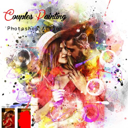 Couples Painting Photoshop Action cover image.