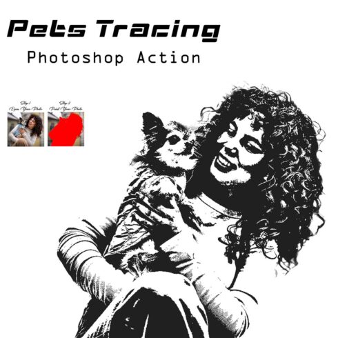 Pets Tracing Photoshop Action cover image.
