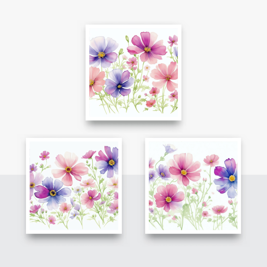 Watercolor Cosmos Flowers Wallpaper preview image.