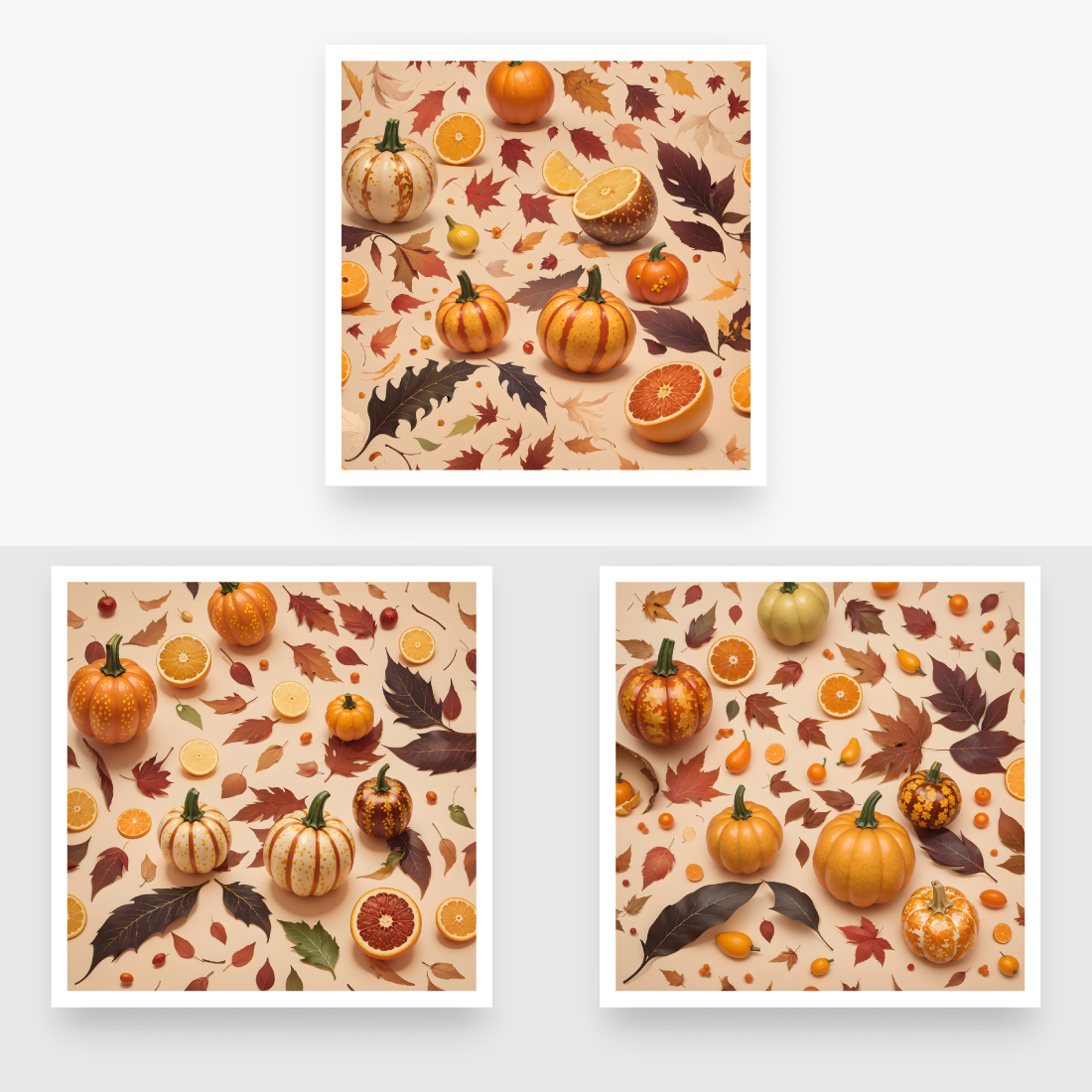 3D Autumn Pumpkins Pattern Clipart preview image.