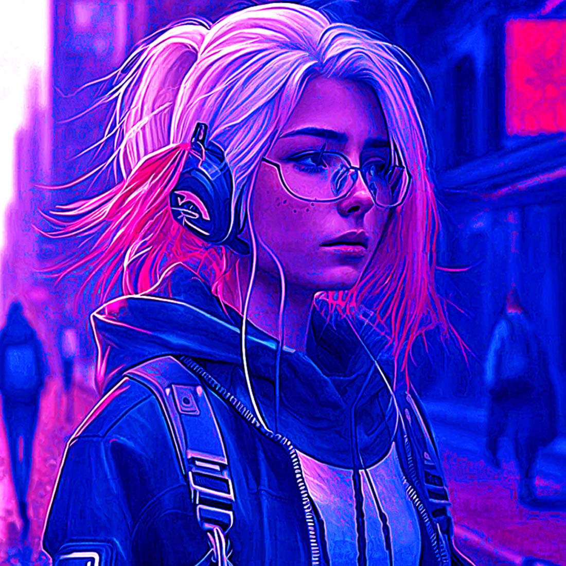 Futuristic Cyberpunk Photoshop Action preview image.